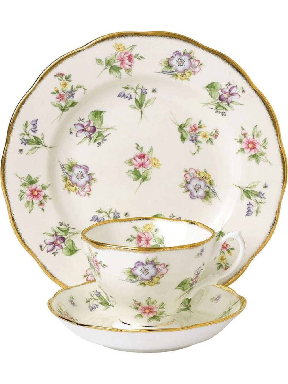 Vintage 3-Piece Tea Set: Elegant Teacup, Saucer & 8” Plate for Afternoon Tea